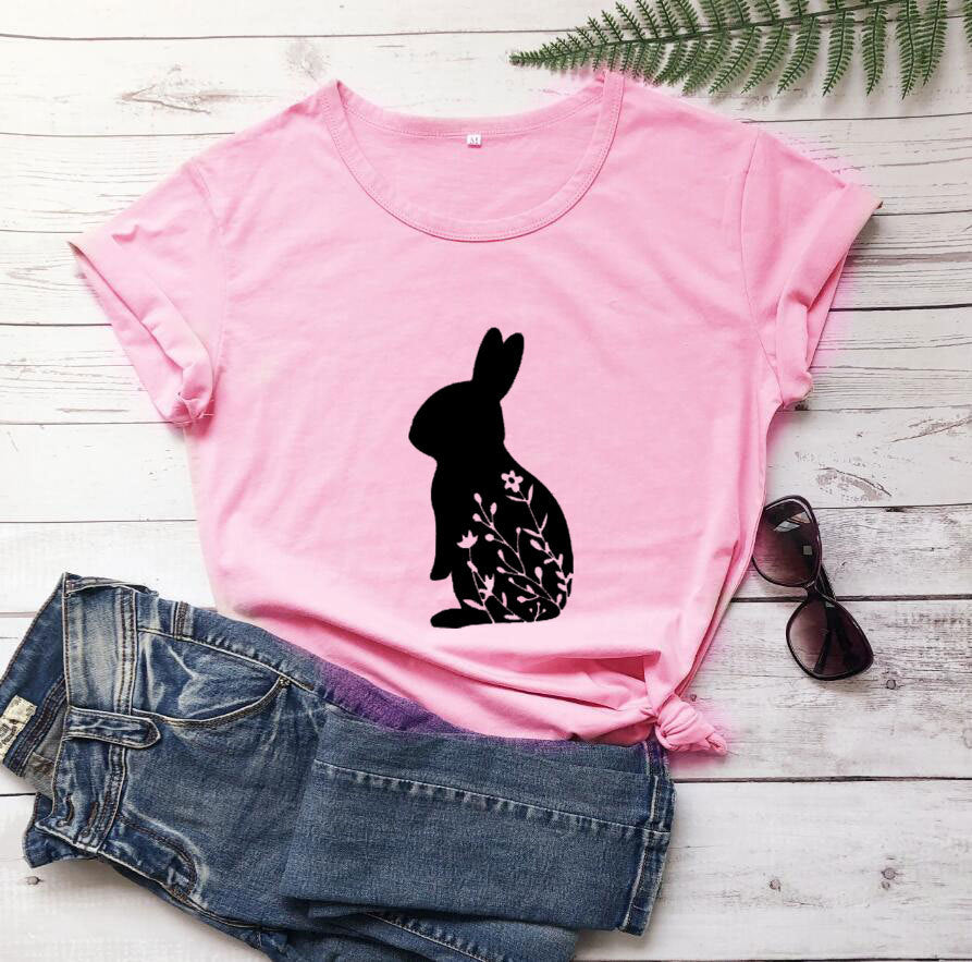Rabbit Short Sleeve Casual For Men And Women