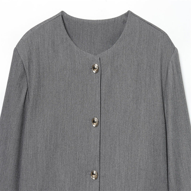Women's Elegant Round-neck Cropped Blazer