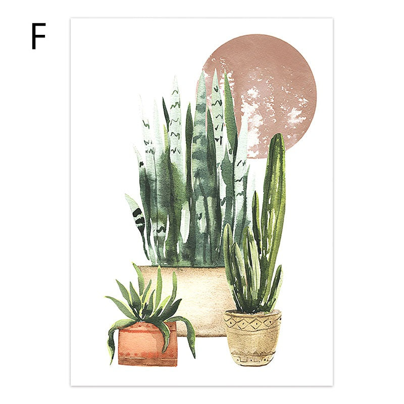 Abstract Girl Potted Plant Canvas Painting Decorative Painting Living Room Painting