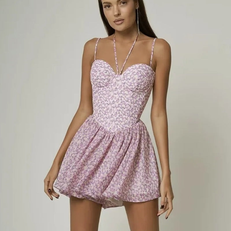 Summer New Pure Floral Strap Dress Women
