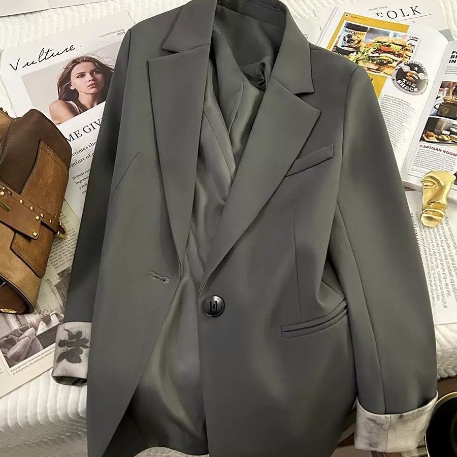 Advanced Gray Women's Printed Casual Versatile Blazer