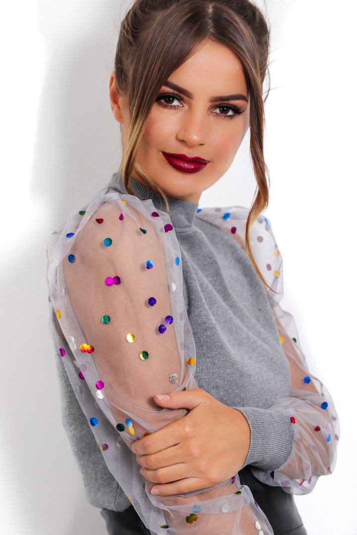 Colorful Polka Dot Mesh Bottoming Shirt