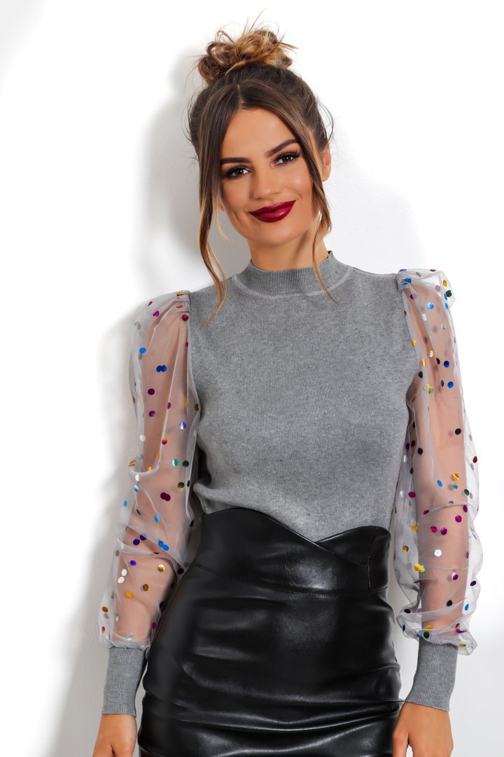 Colorful Polka Dot Mesh Bottoming Shirt