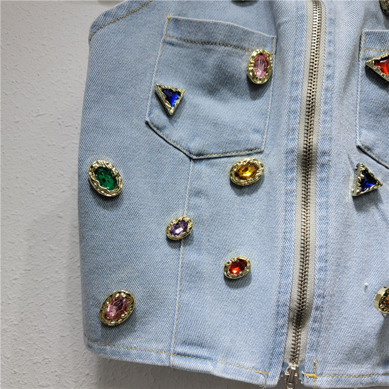 Fashion Retro Denim Strap Vest