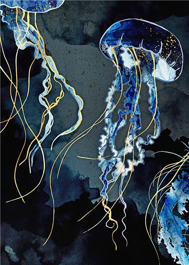 American Abstract Marine Octopus Jellyfish Decorative Painting Core Living Room Hallway Decoration Mural
