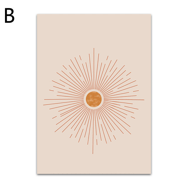 Geometric Sun Abstract Bohemian Style Decorative Canvas Painting Core