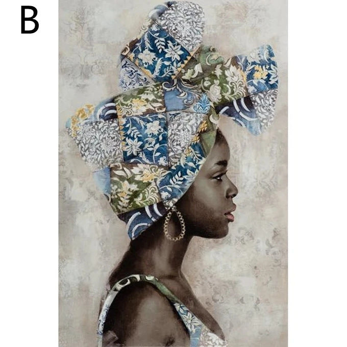 Abstract African Beauty Graffiti Canvas Painting Core Living Room Decoration