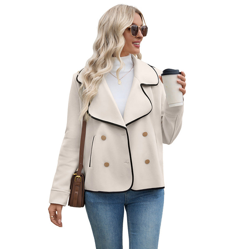 Casual Minimalist Warm Short Wool Coat