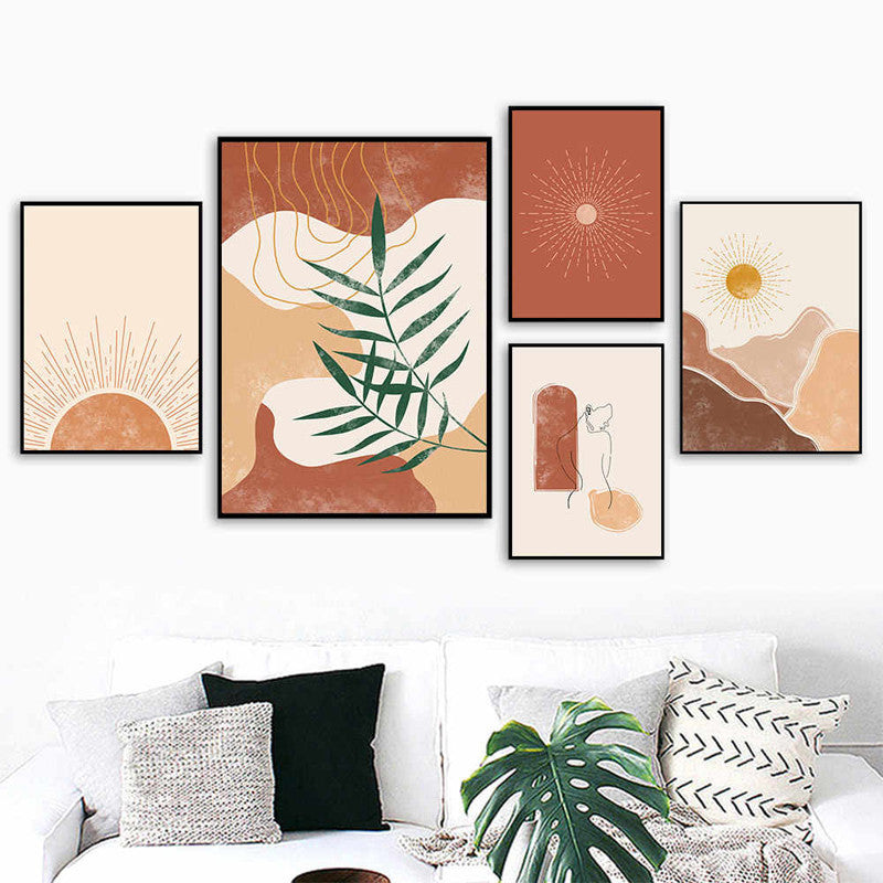 Nordic Modern Small  Plant Flower Character Line Picture