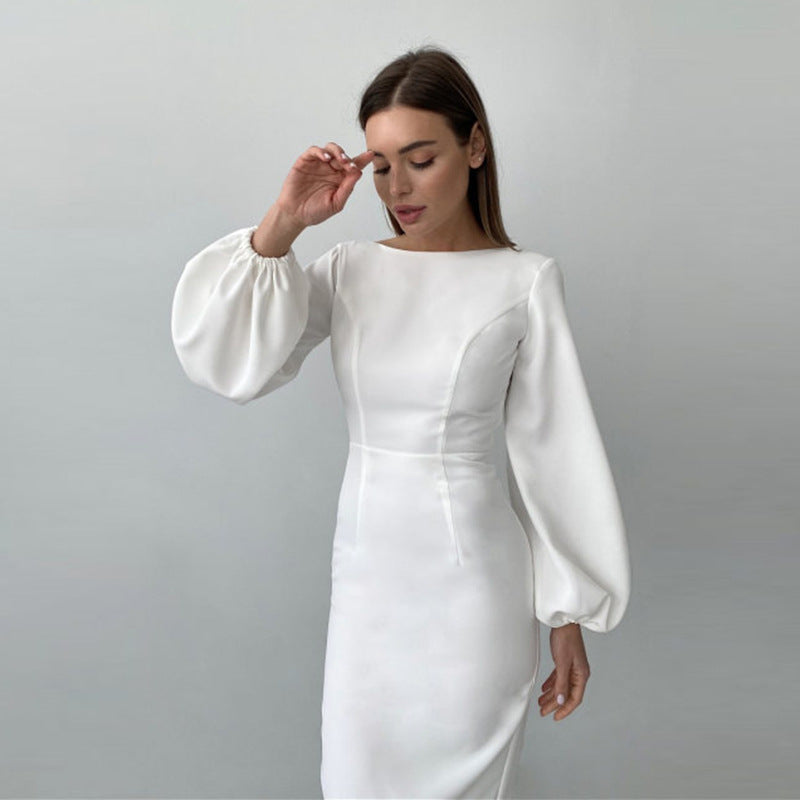 Fashionable Women's Temperament Slim Mid-length Dress