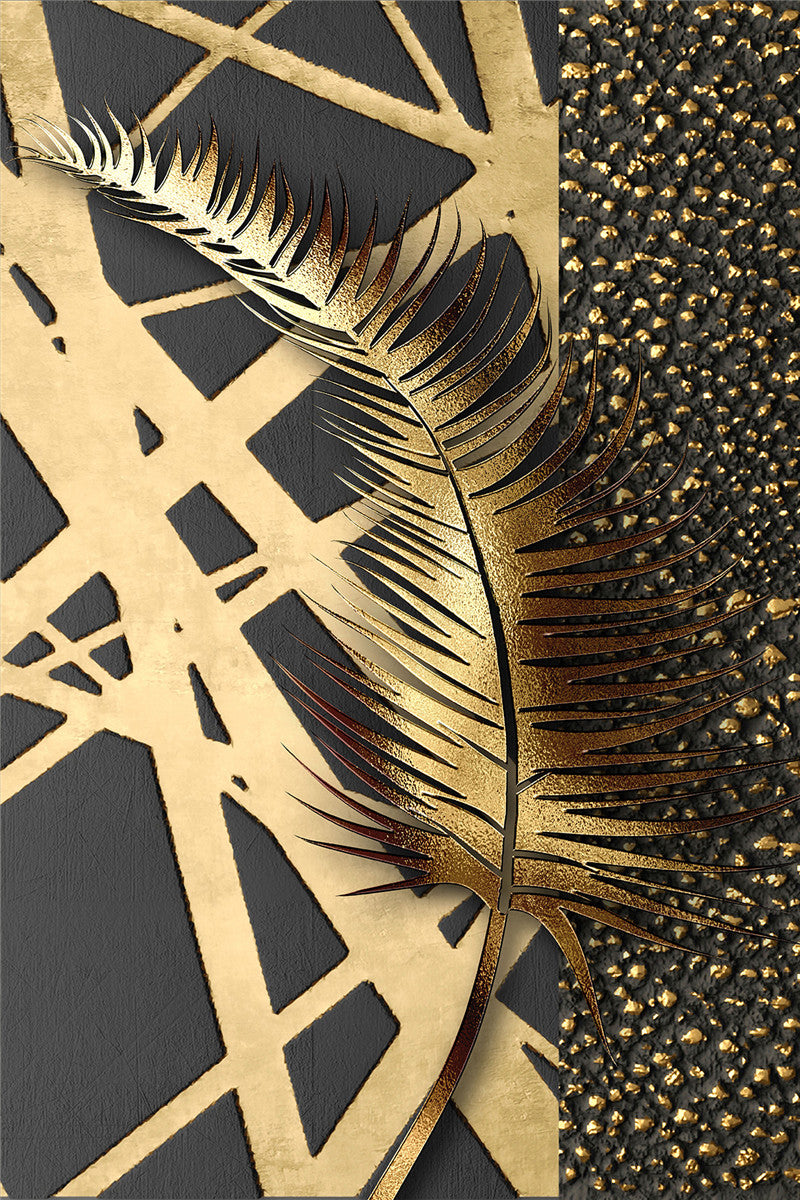 Abstract Golden Paper Poster Luxury Golden Canvas Painting