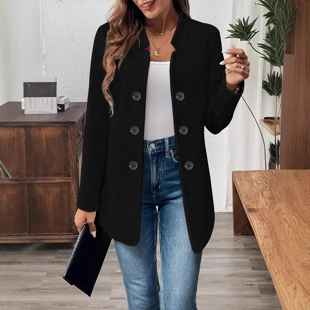 Button Stand Collar Cardigan Coat