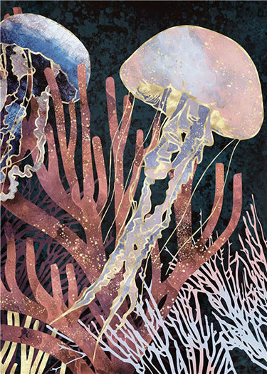 American Abstract Marine Octopus Jellyfish Decorative Painting Core Living Room Hallway Decoration Mural