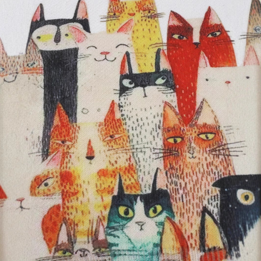 Plus Size Women's Knitted Cute Cat Casual Fashion Pullover Top