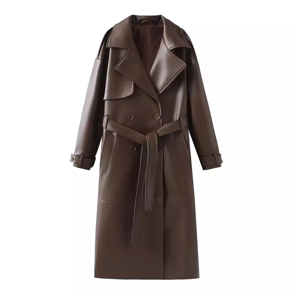 French Extended Leather Coat