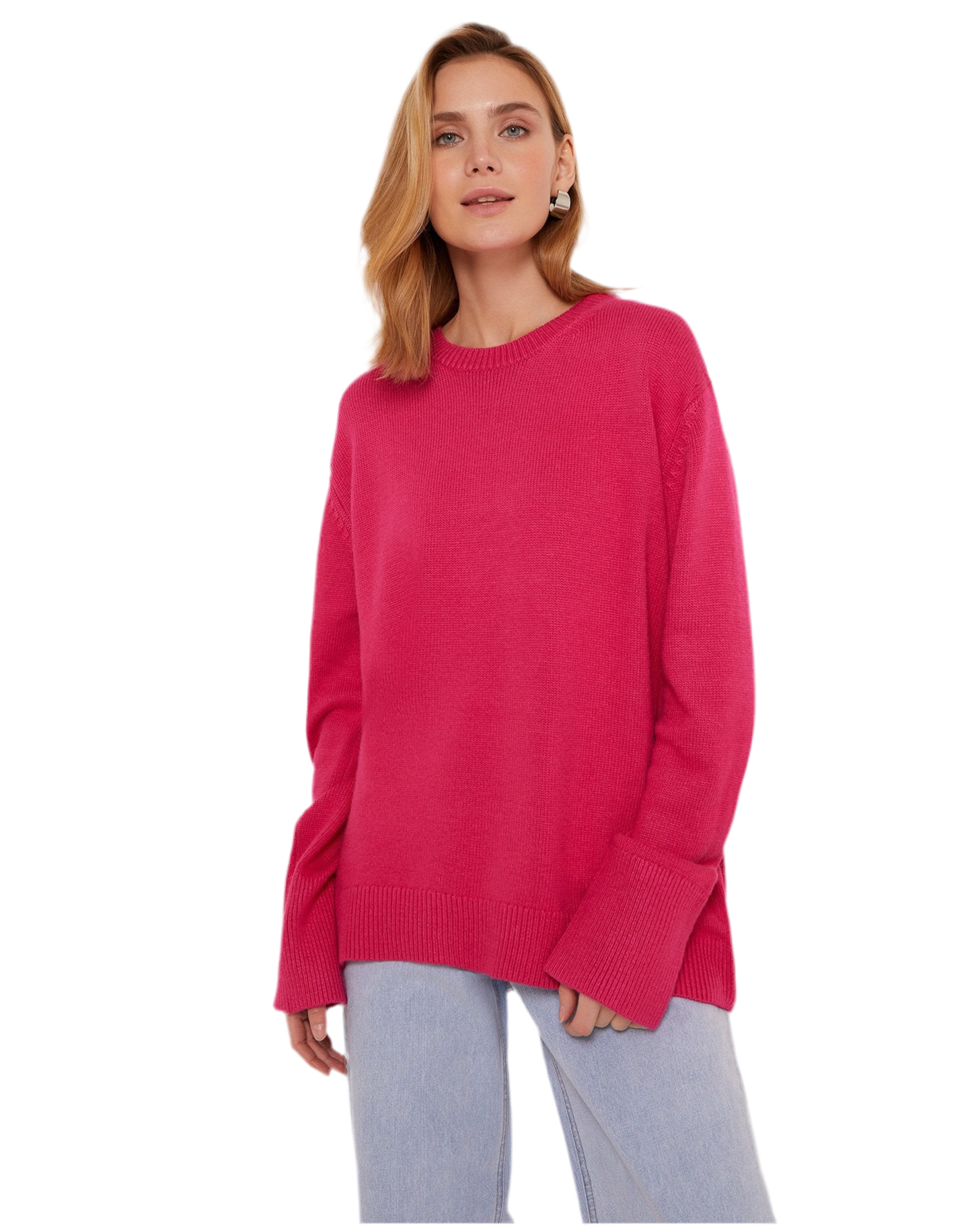 Women's Knitted Sweater Round Neck Loose Solid Color