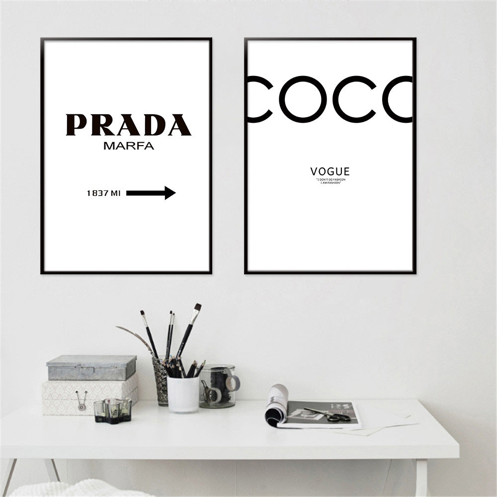 Simple Black And White Letter Decorative Painting