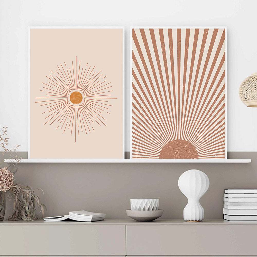 Geometric Sun Abstract Bohemian Style Decorative Canvas Painting Core