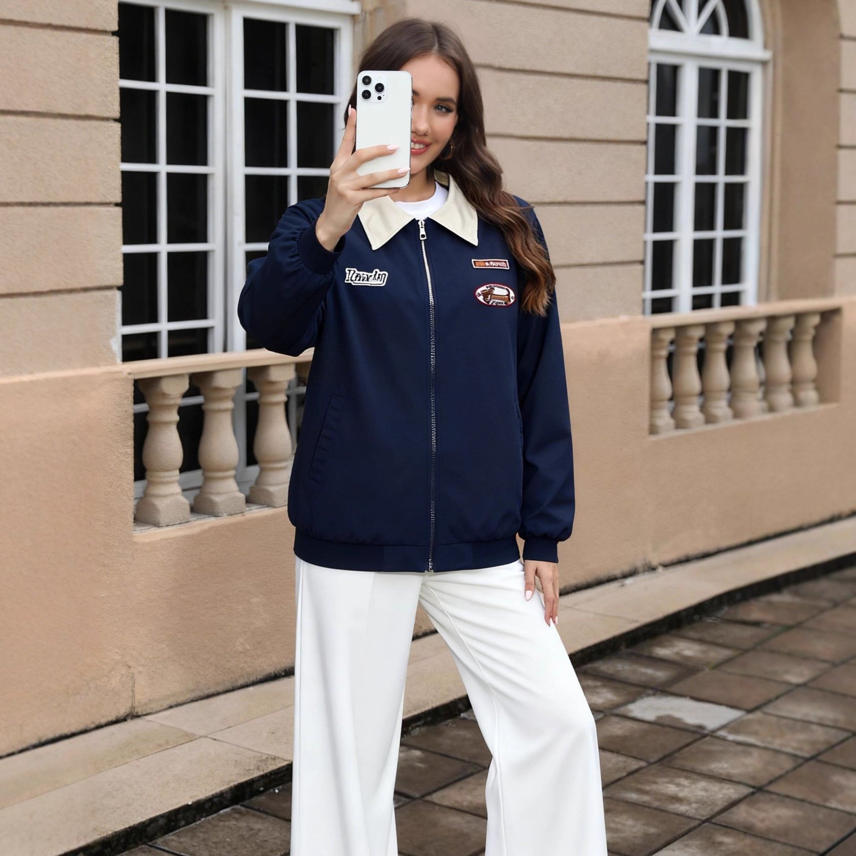 New Stylish Embroidered Bomber Jacket Baseball Uniform Top