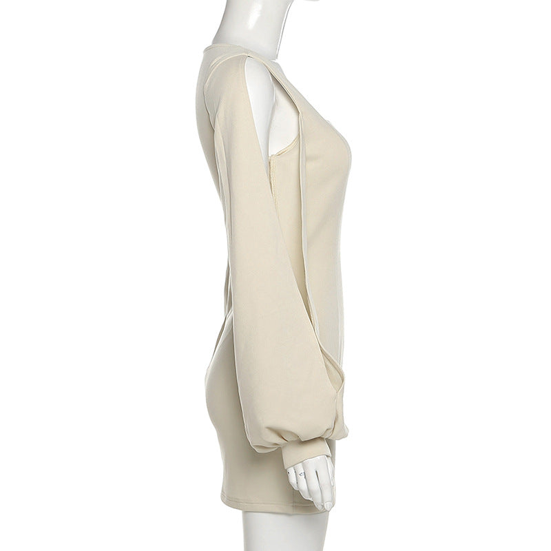 Sexy Square Neck Slim Wrap Hip Dress