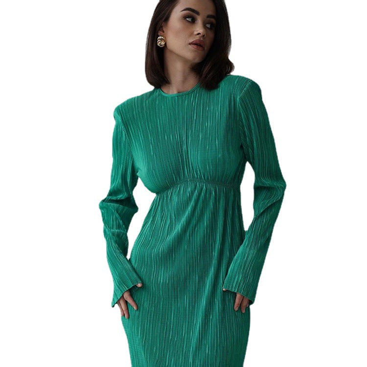 European And American Long Skirt Round Neck High Waist Sexy