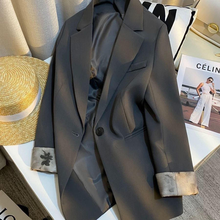 Advanced Gray Women's Printed Casual Versatile Blazer