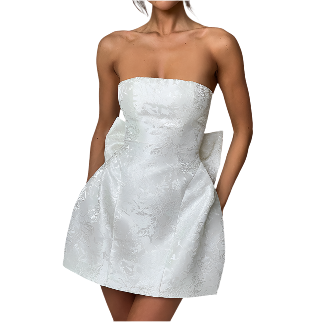 Fashion Tube Top Bow Dress Women