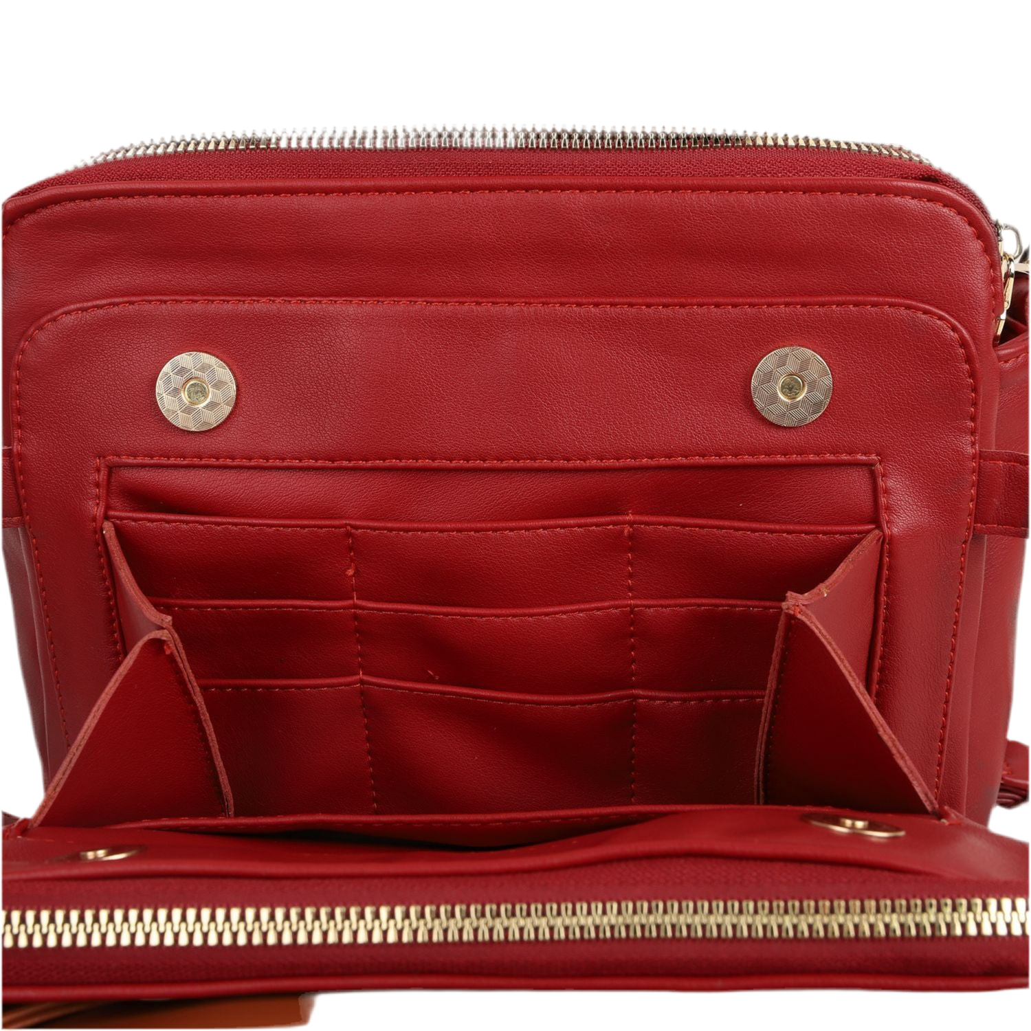 Three-layer Leather Crossbody Bag