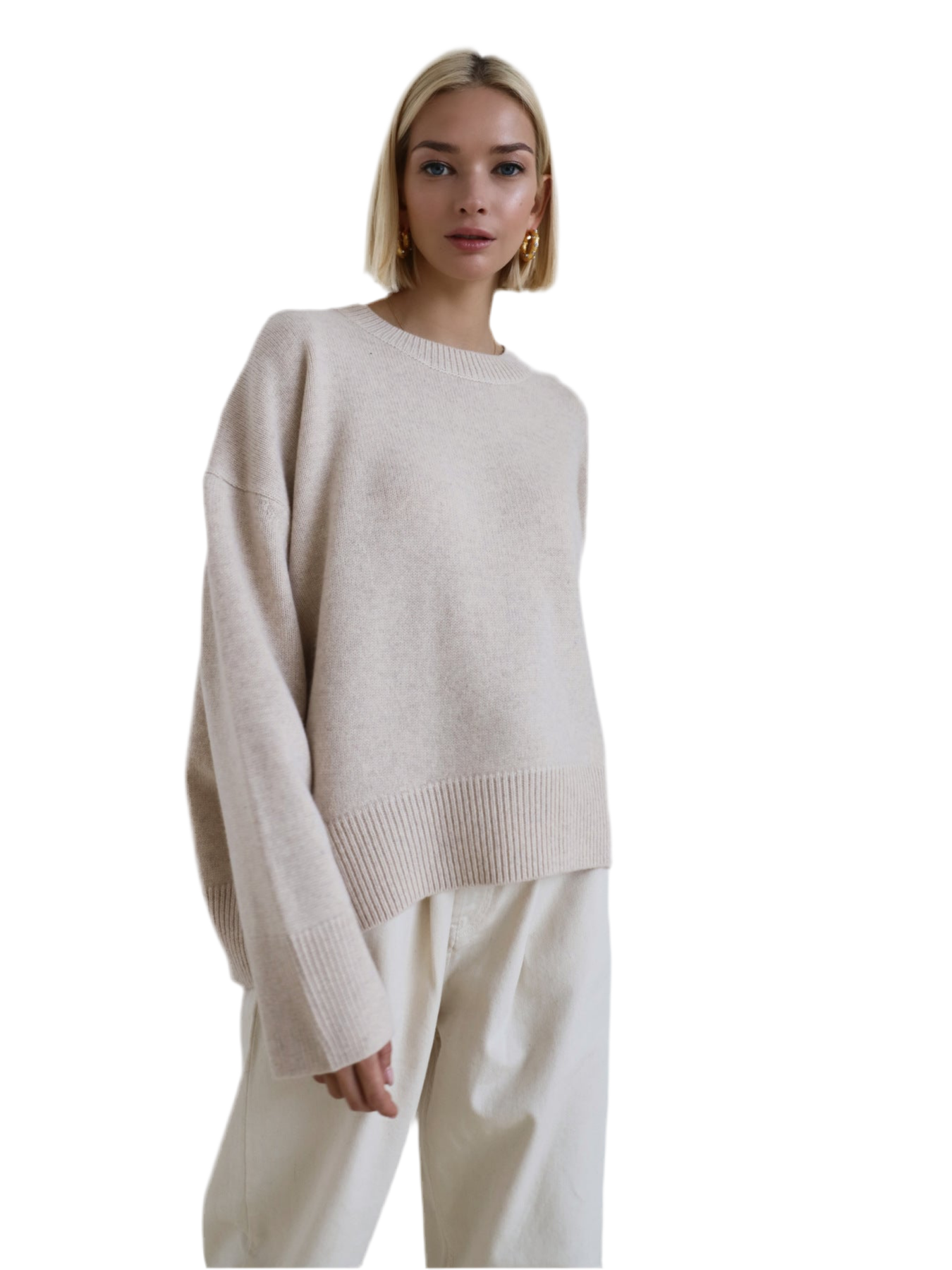 Women's Knitted Sweater Round Neck Loose Solid Color