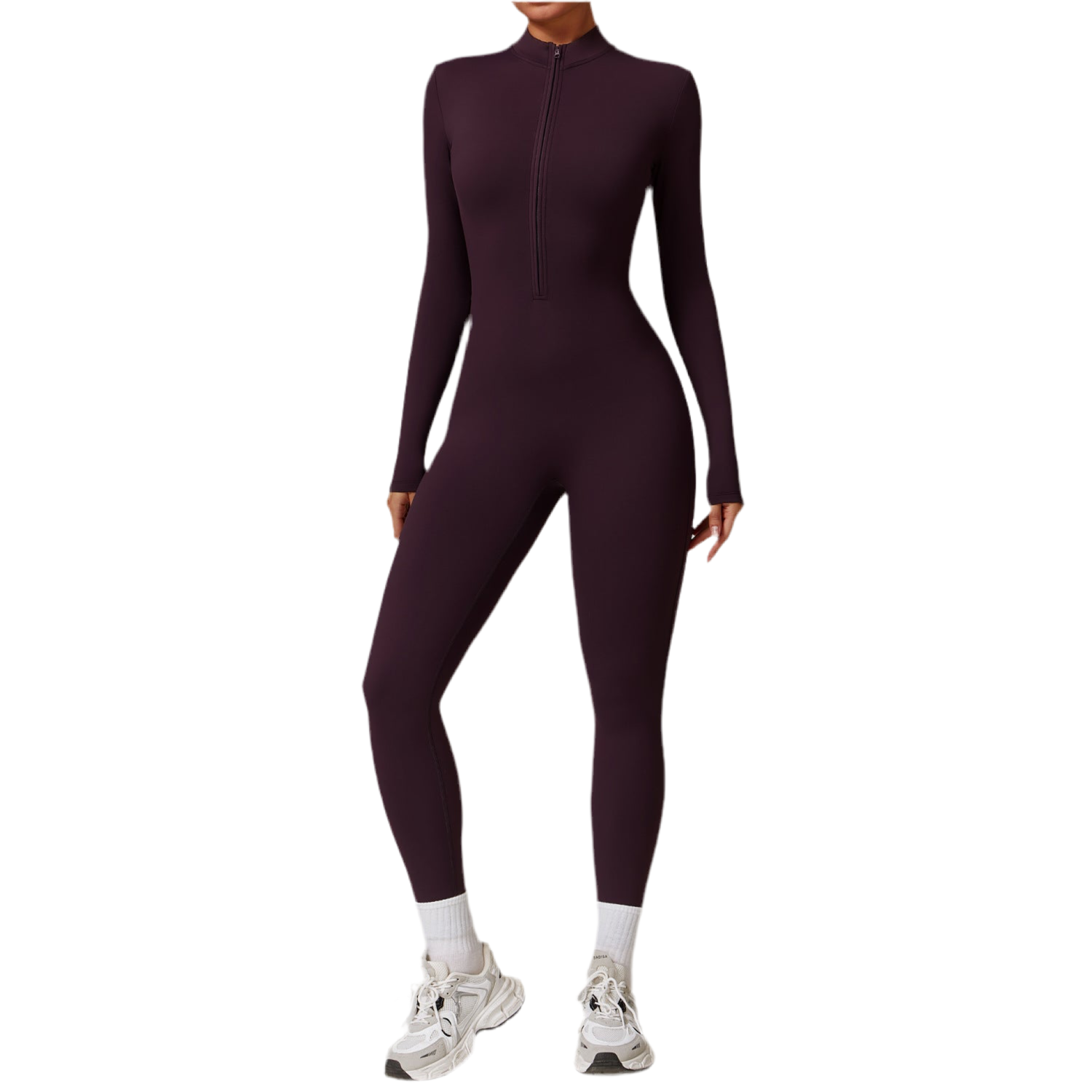 Warm Zipper Long-sleeved Jumpsuit Yoga Fitness Sports Pants Breathable Bodysuit Women's Clothing