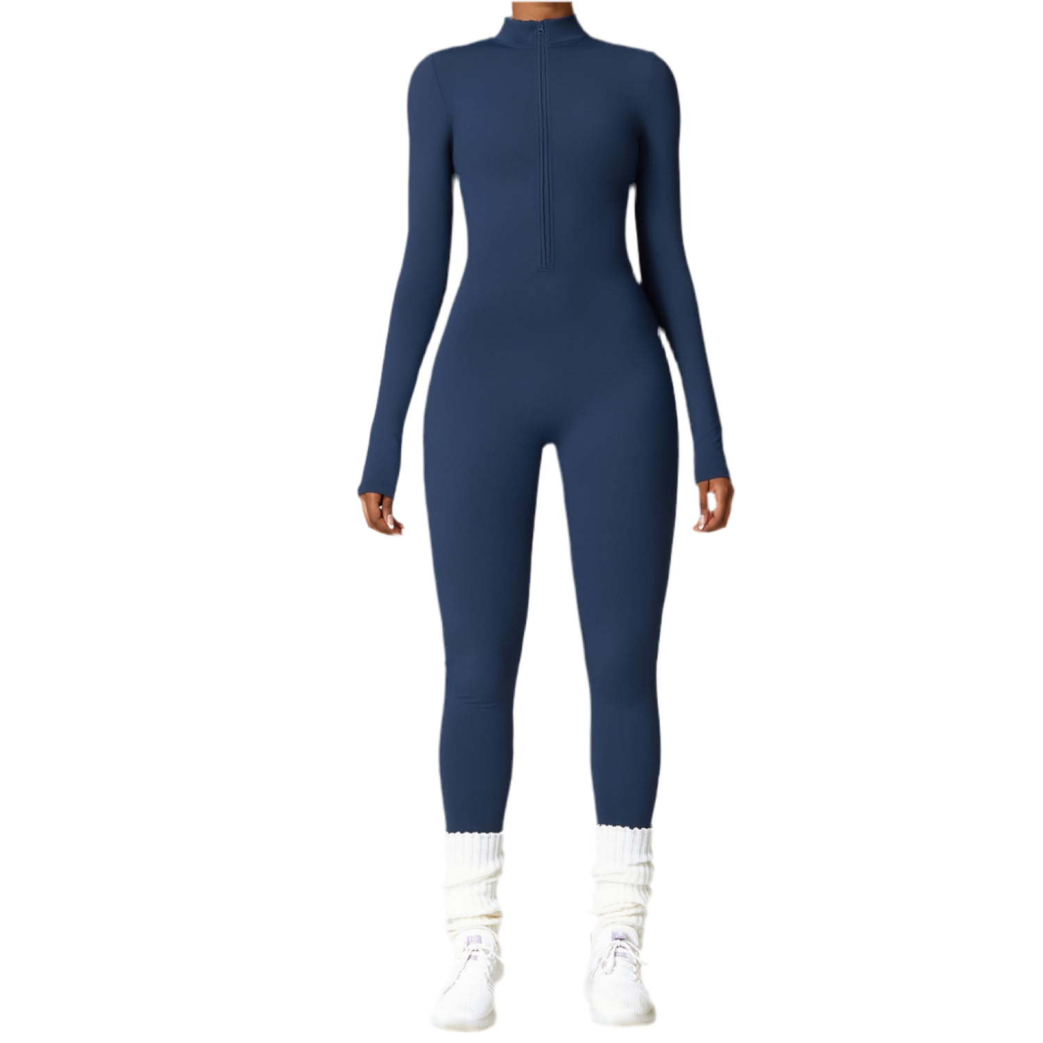Warm Zipper Long-sleeved Jumpsuit Yoga Fitness Sports Pants Breathable Bodysuit Women's Clothing