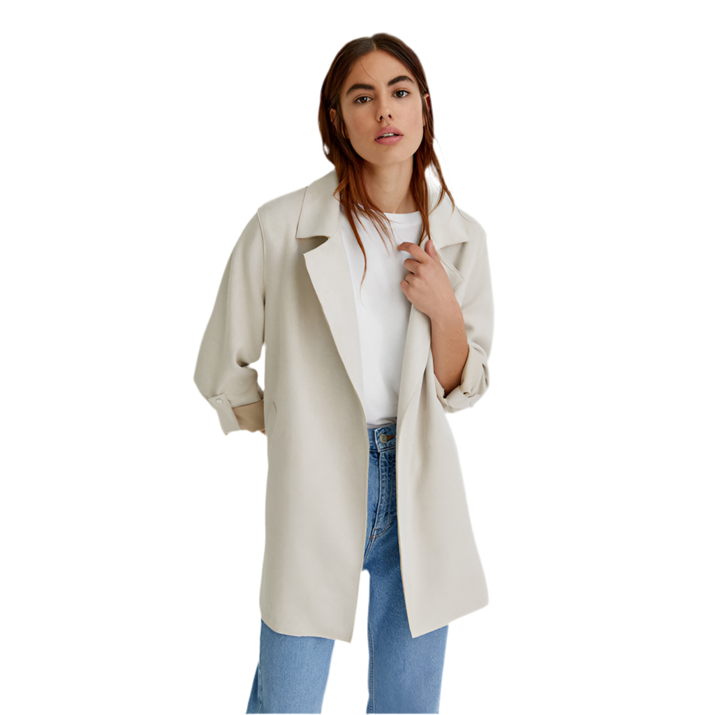 Women's Fashionable Suede Mid-length Trench Coat