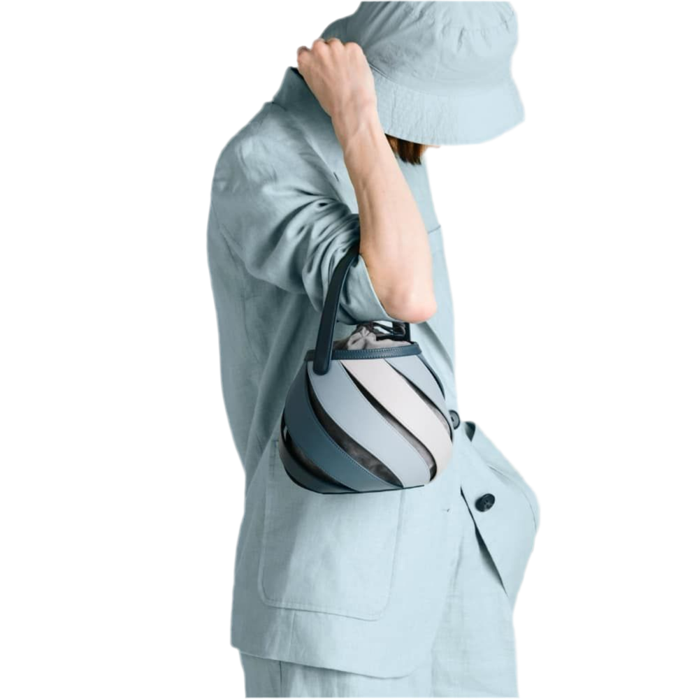 Cylindrical Contrast Color Portable Messenger Diamond Quilted Stitching Bucket Bag