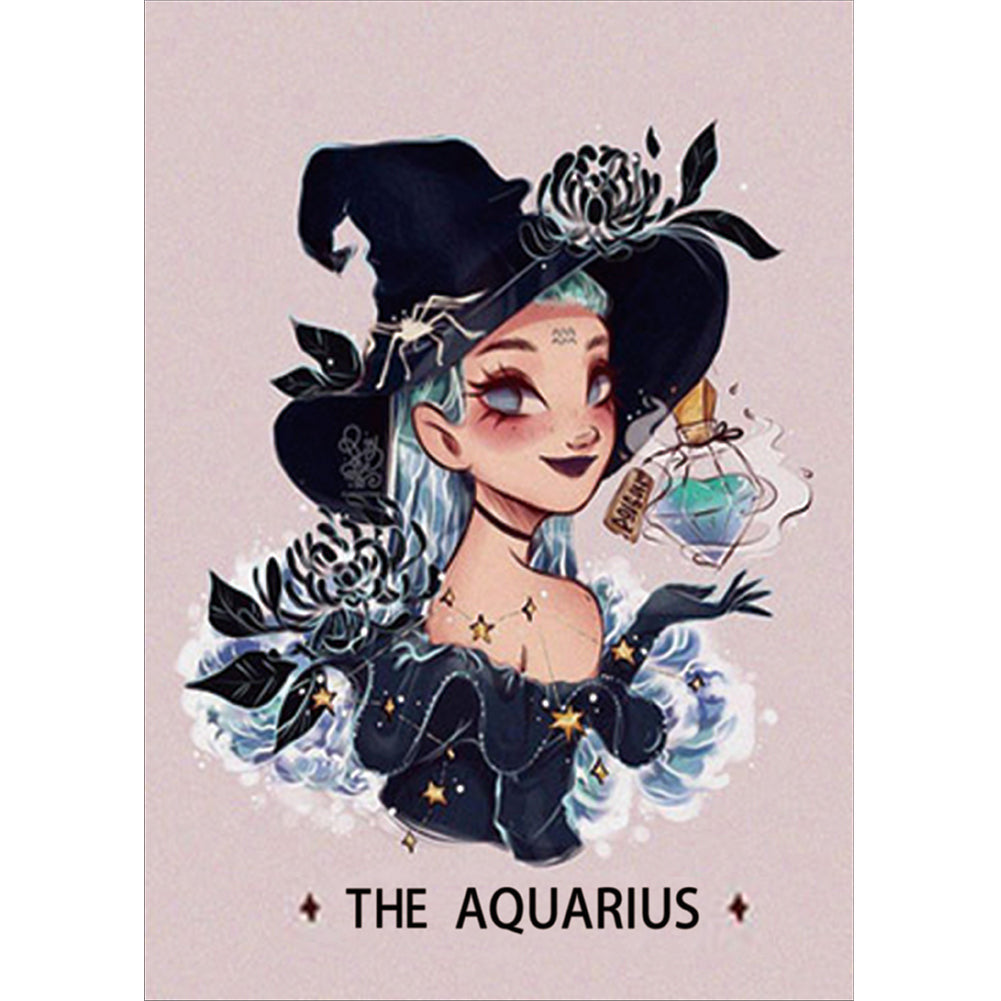 Zodiac Diamond Painting Girl DIY 5D Full Circle Diamond Painting