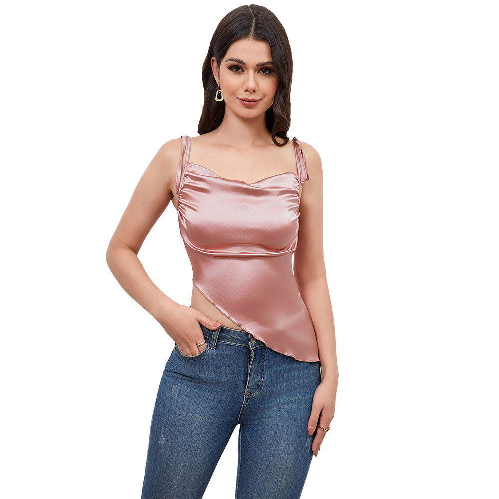 Women's Fashion Lace-up Slim-fit Short Top
