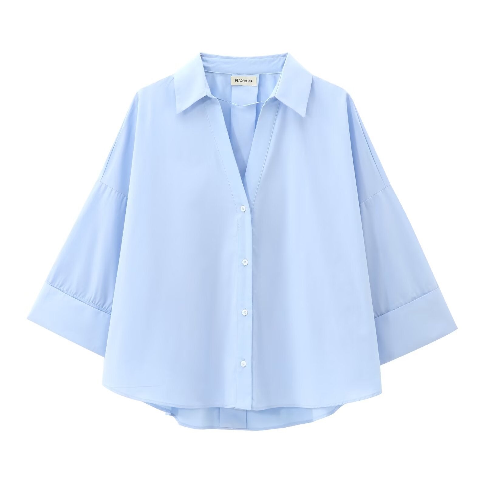 Women's Loose Solid Color Casual Poplin Shirt
