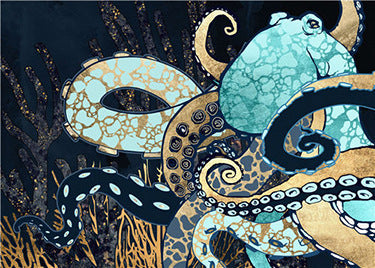 American Abstract Marine Octopus Jellyfish Decorative Painting Core Living Room Hallway Decoration Mural