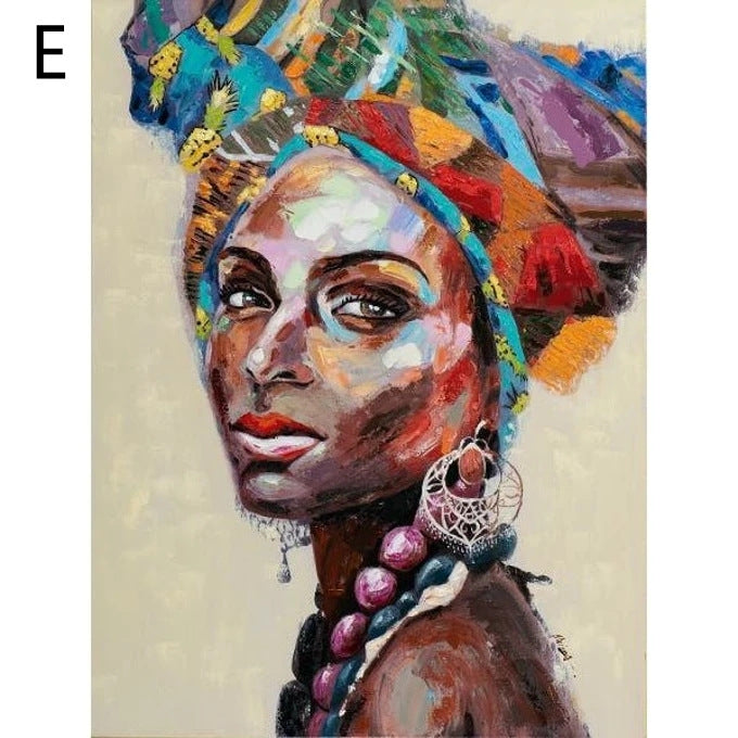Abstract African Beauty Graffiti Canvas Painting Core Living Room Decoration