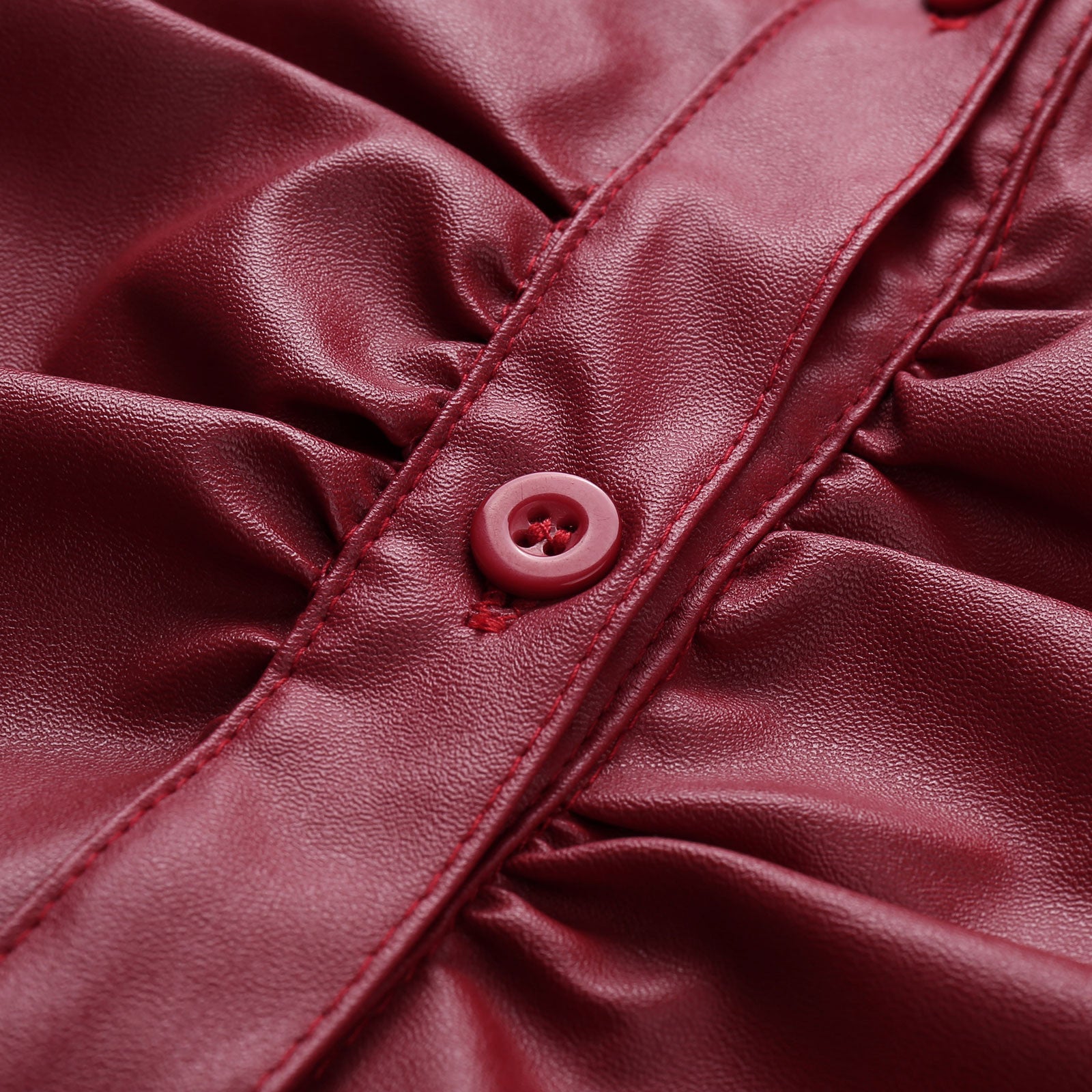 Long Sleeve V-Neck PU Leather Panel Ladies Shirt