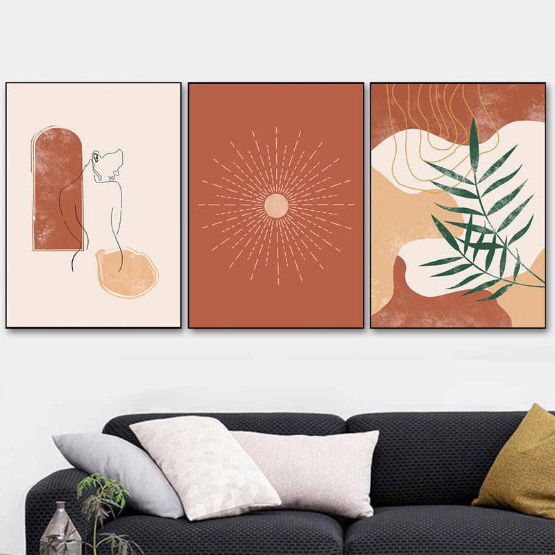 Nordic Modern Small  Plant Flower Character Line Picture