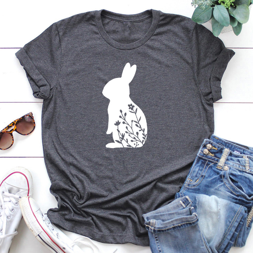 Rabbit Short Sleeve Casual For Men And Women