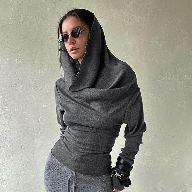 Swing Collar Long Sleeve Elegant Slim-fit T-shirt Top