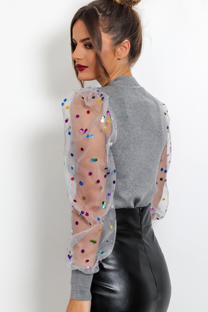 Colorful Polka Dot Mesh Bottoming Shirt