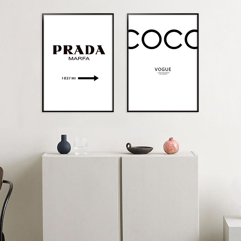 Simple Black And White Letter Decorative Painting