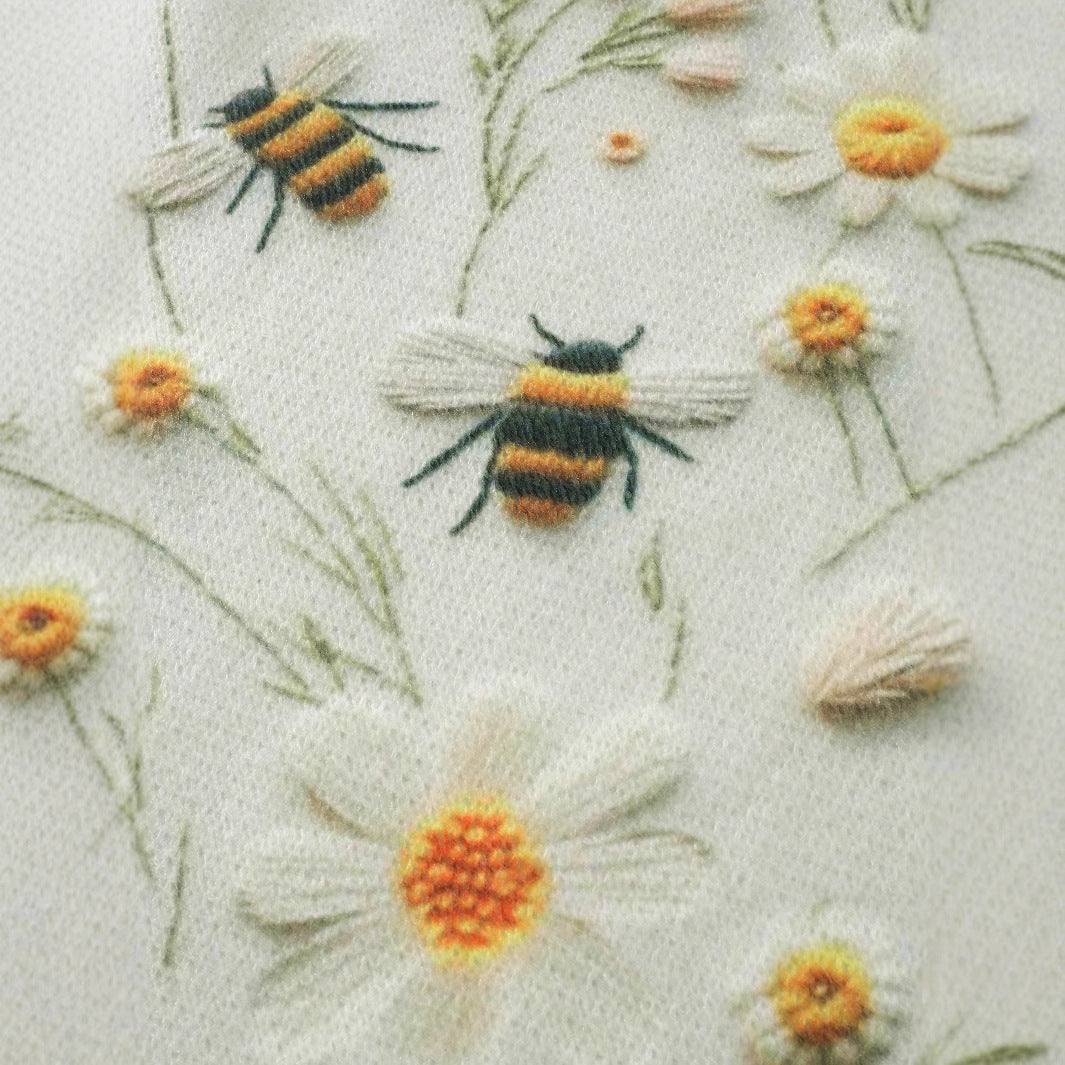 Women's Knitted Sweater Sweater Round Neck Printed Bee Flower Top