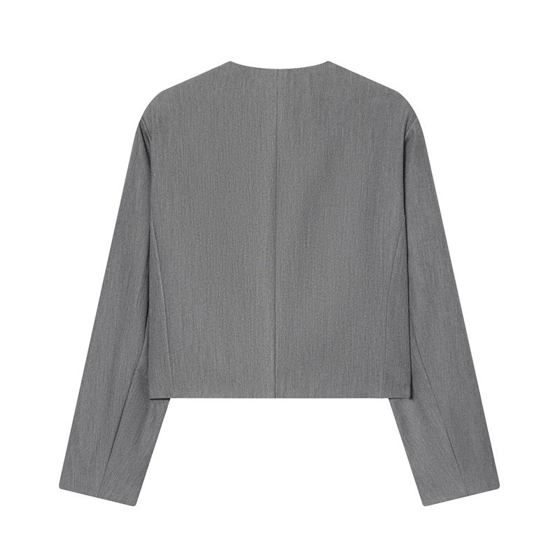 Women's Elegant Round-neck Cropped Blazer