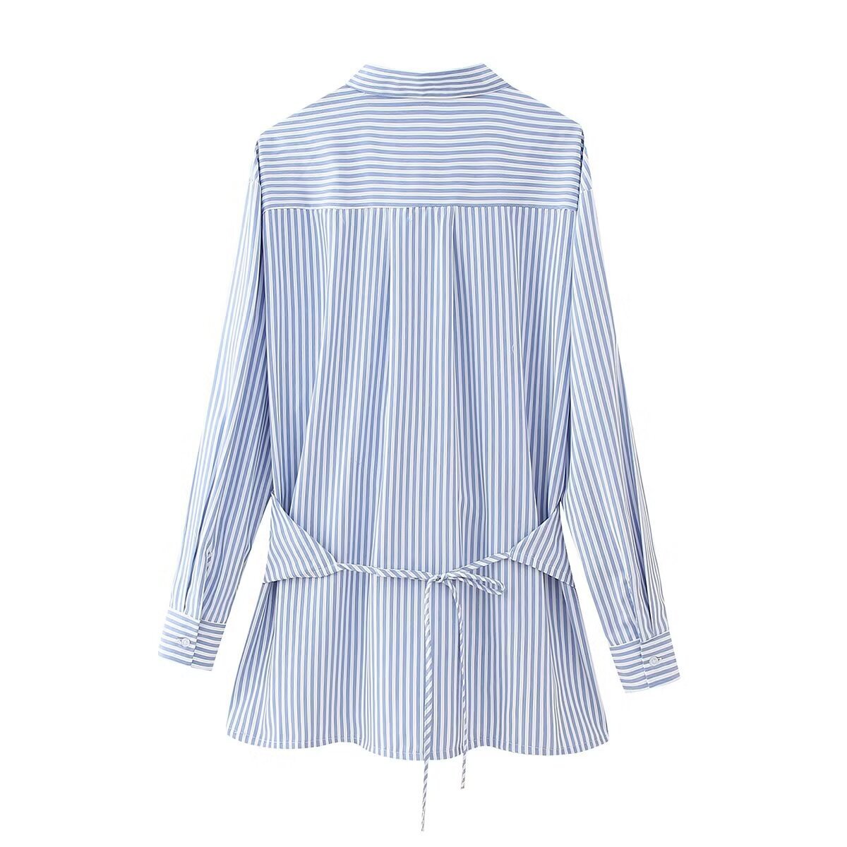 Fashion Loose Striped Lace-up Multi-color Long Sleeve Shirt