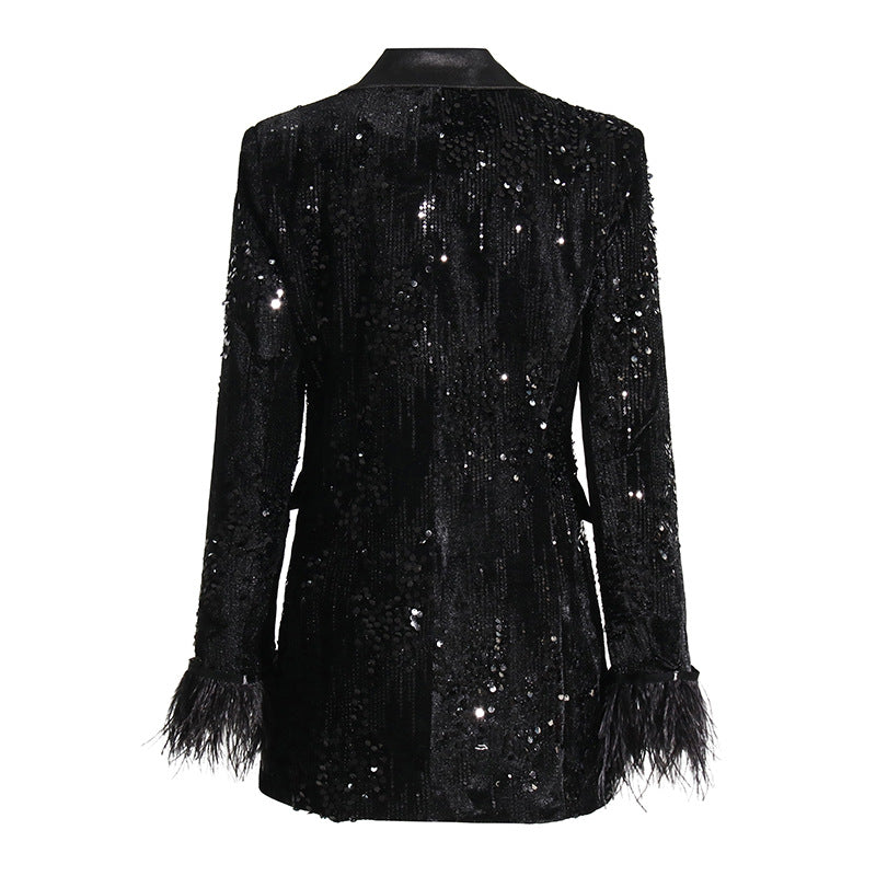 New Fashion Celebrity Light Luxury Style Sequins Suit Is Versatile And Slim