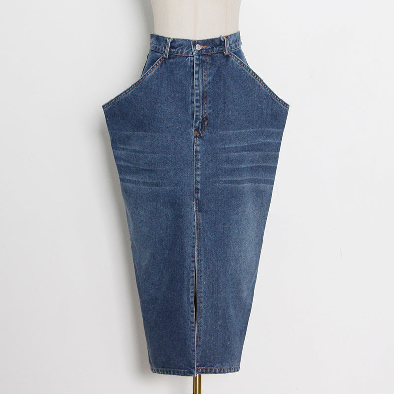 Women's Irregular Washed Denim Skirt