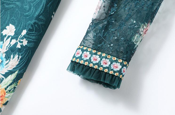 Women's Lace Panel Heavy Duty Beaded Jacquard Dress